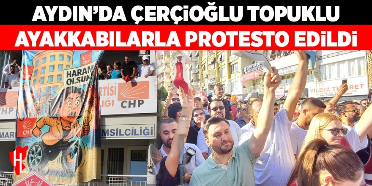 Aydın'da Çerçioğlu topuklu ayakkabılarla protesto edildi
