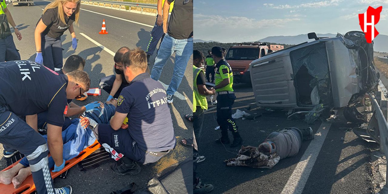 Kuyucak'ta bariyere çarpan kamyonet takla attı: 1 ölü, 2 yaralı