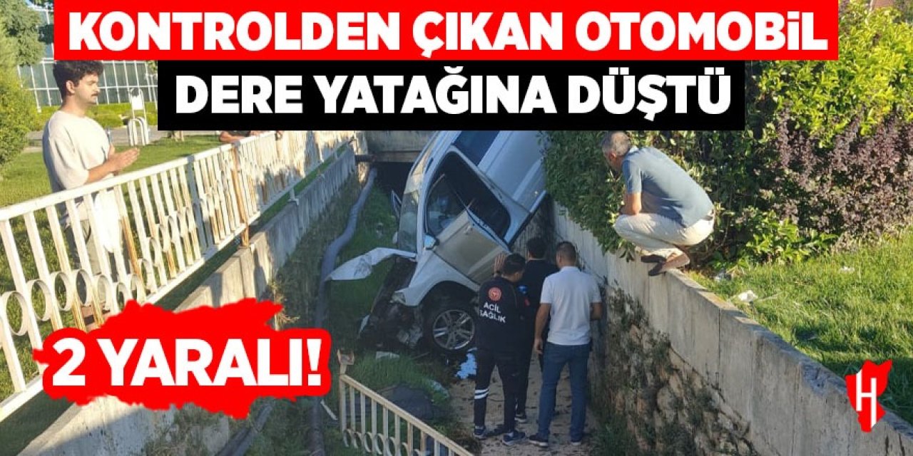 Kontrolden çıkan otomobil dere yatağına düştü: 2 yaralı