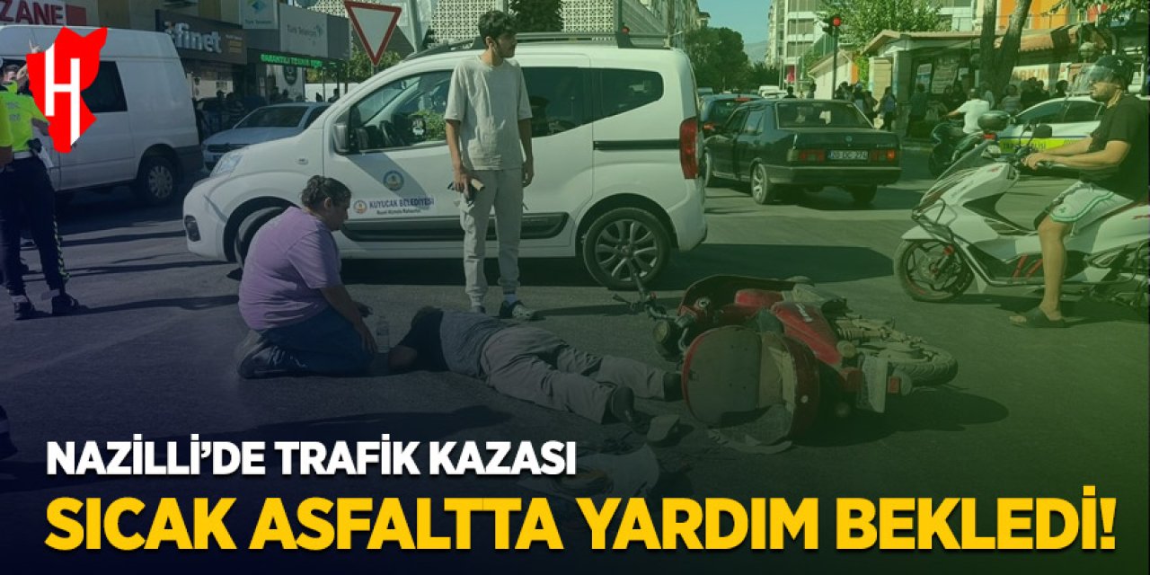 Nazilli'de trafik kazası, motosiklet sürücü yaralandı