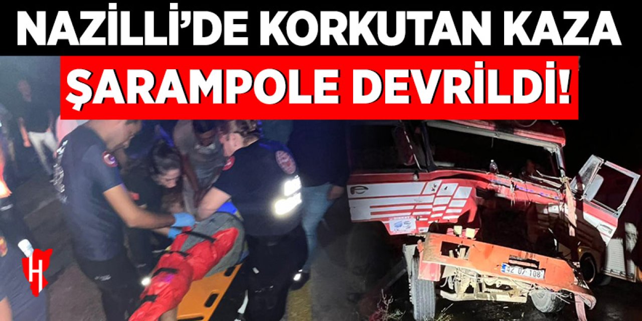 Nazilli'de korkutan kaza! Sondaj kamyonu şarampole devrildi