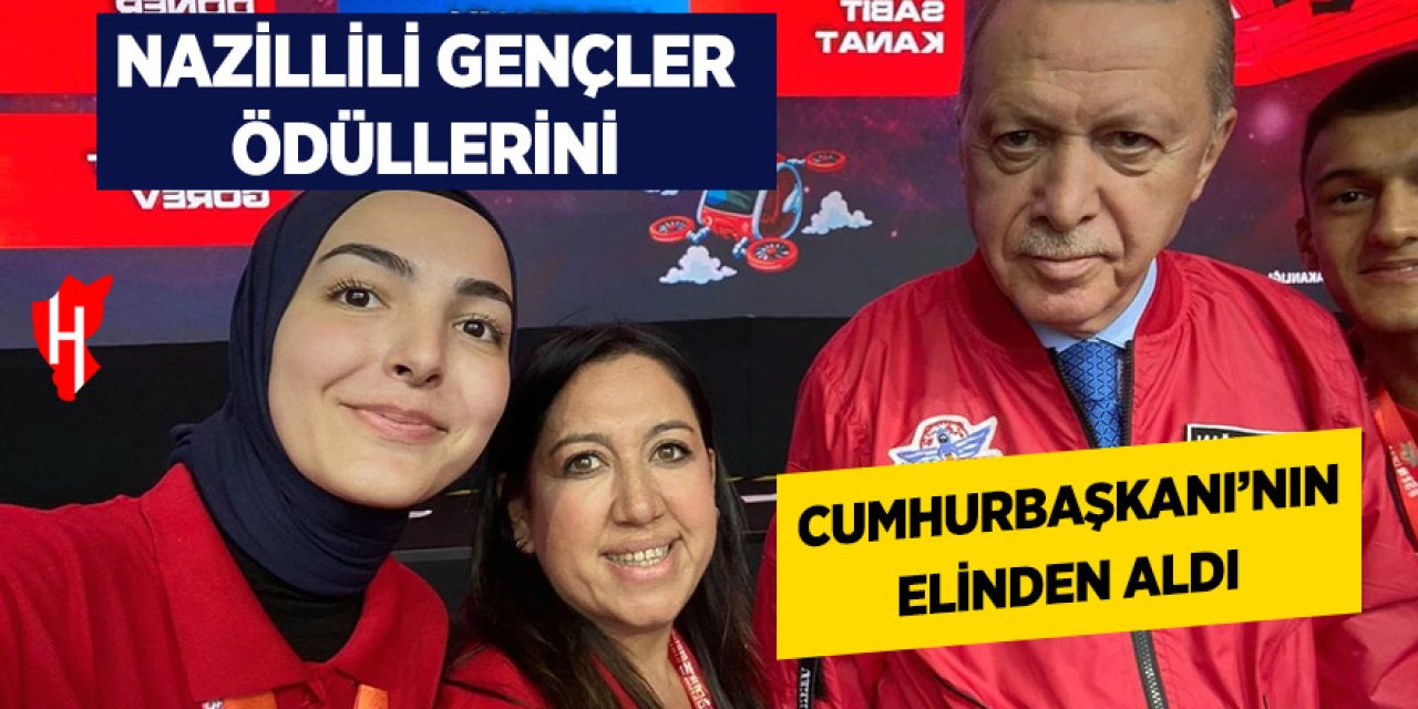 Nazillili gençler ödüllerini Cumhurbaşkanı'nın elinden aldı