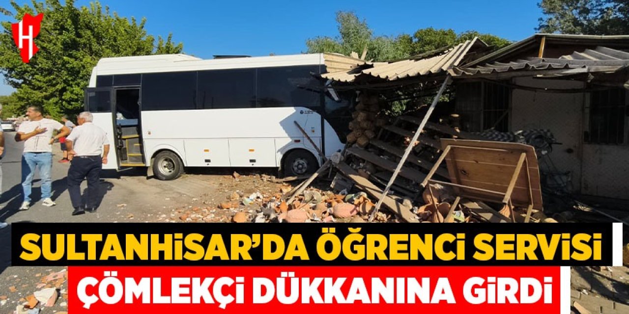 Sultanhisar'da öğrenci servisi çömlekçi dükkanına girdi: 23 öğrenci ölümden döndü!