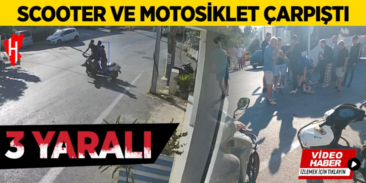 Scooter ve motosiklet çarpıştı: 3 kişi yaralandı
