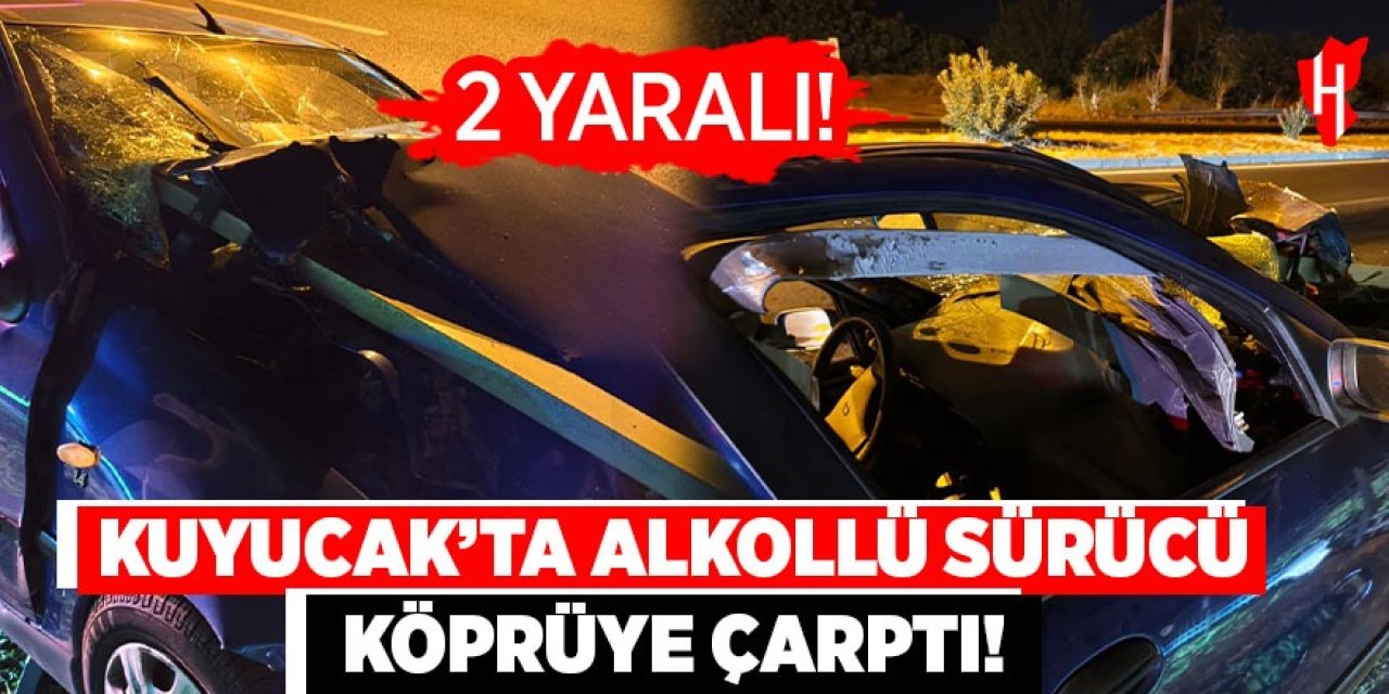 Kuyucak'ta otomobil köprü bariyerine ok gibi saplandı: 2 yaralı