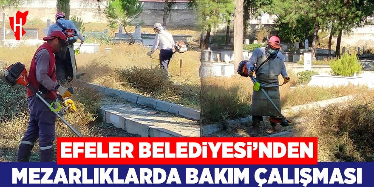 Efeler Belediyesi'nden mezarlıklarda bakım çalışması