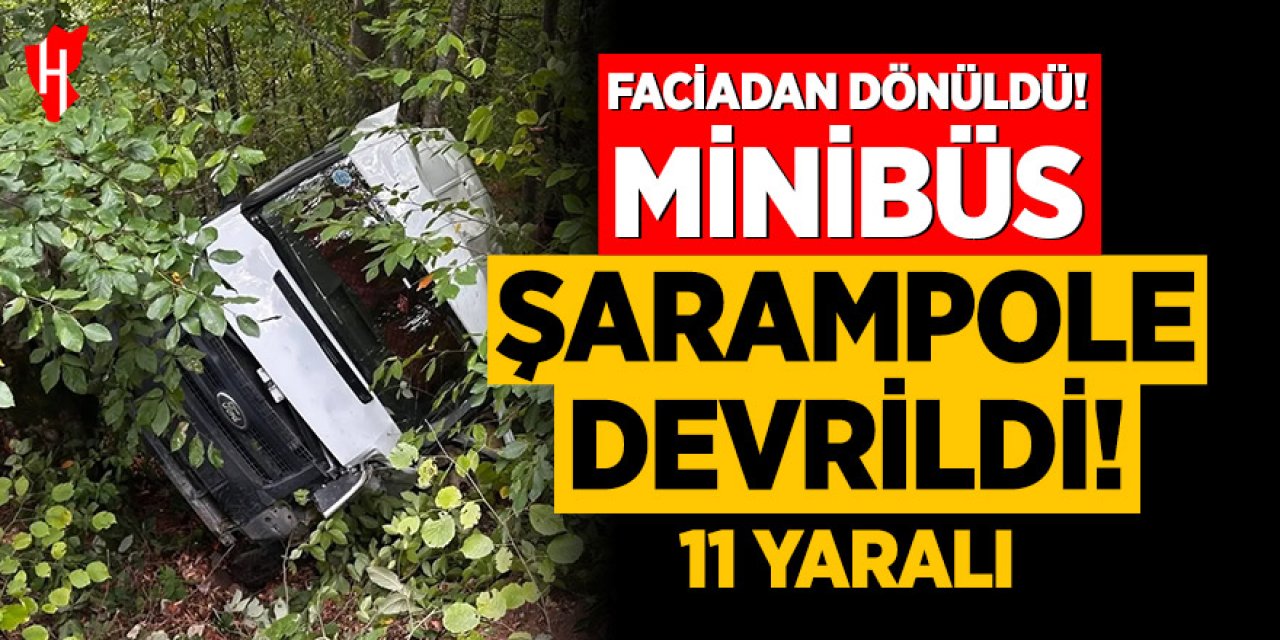 Minibüs şarampole devrildi: 11 yaralı