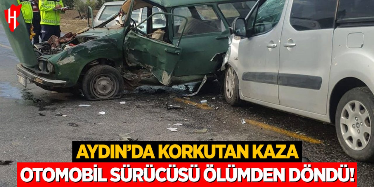 Aydın'da korkutan kaza: Otomobil hurdaya döndü