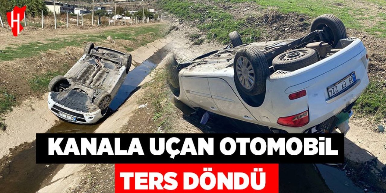 Aydın'da kanala uçup ters dönen araçtan burunları bile kanamadan çıktılar