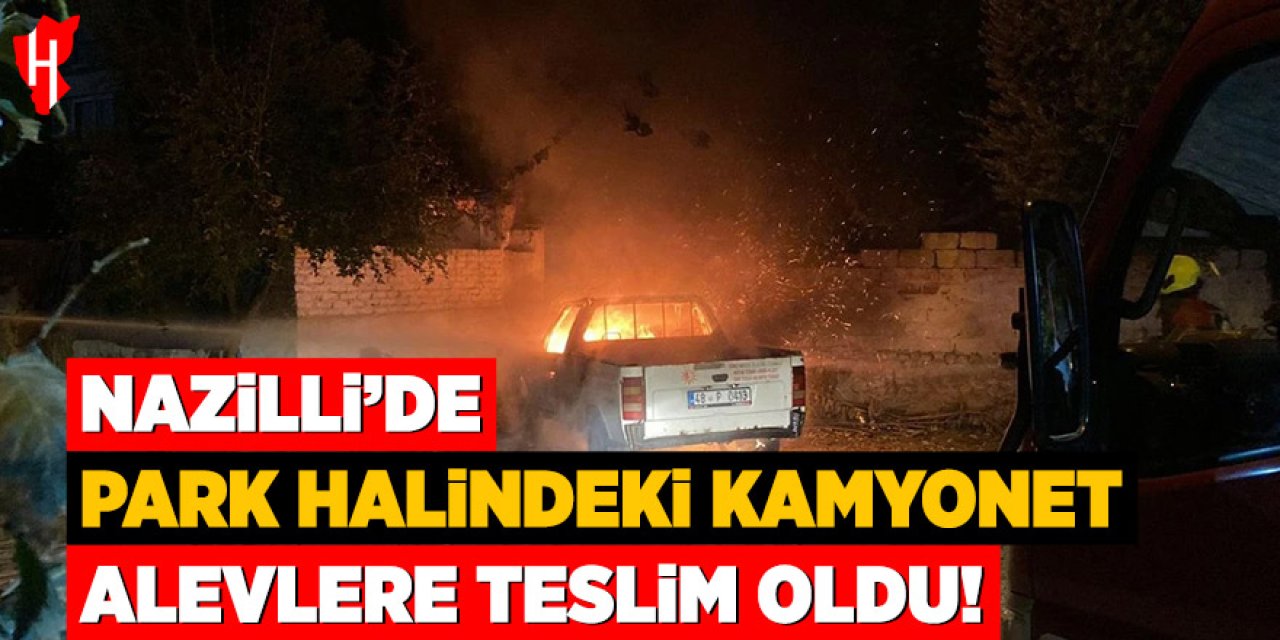Nazilli’de park halindeki kamyonet alevlere teslim oldu