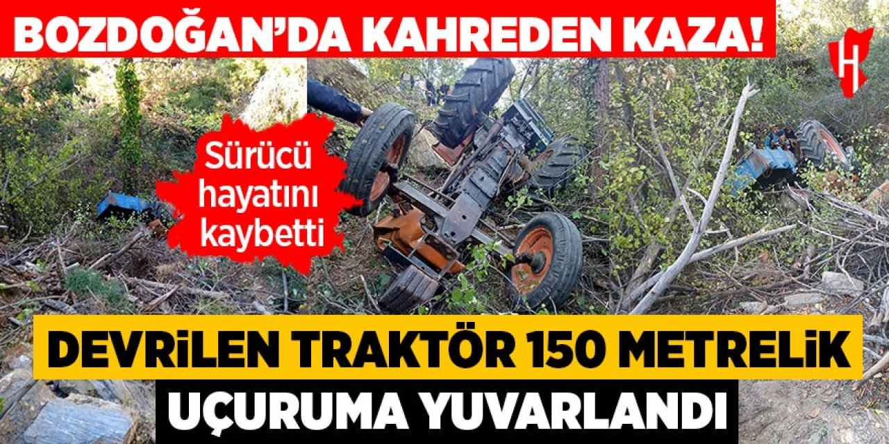 Bozdoğan'da devrilen traktör uçuruma yuvarlandı: Sürücü hayatını kaybetti