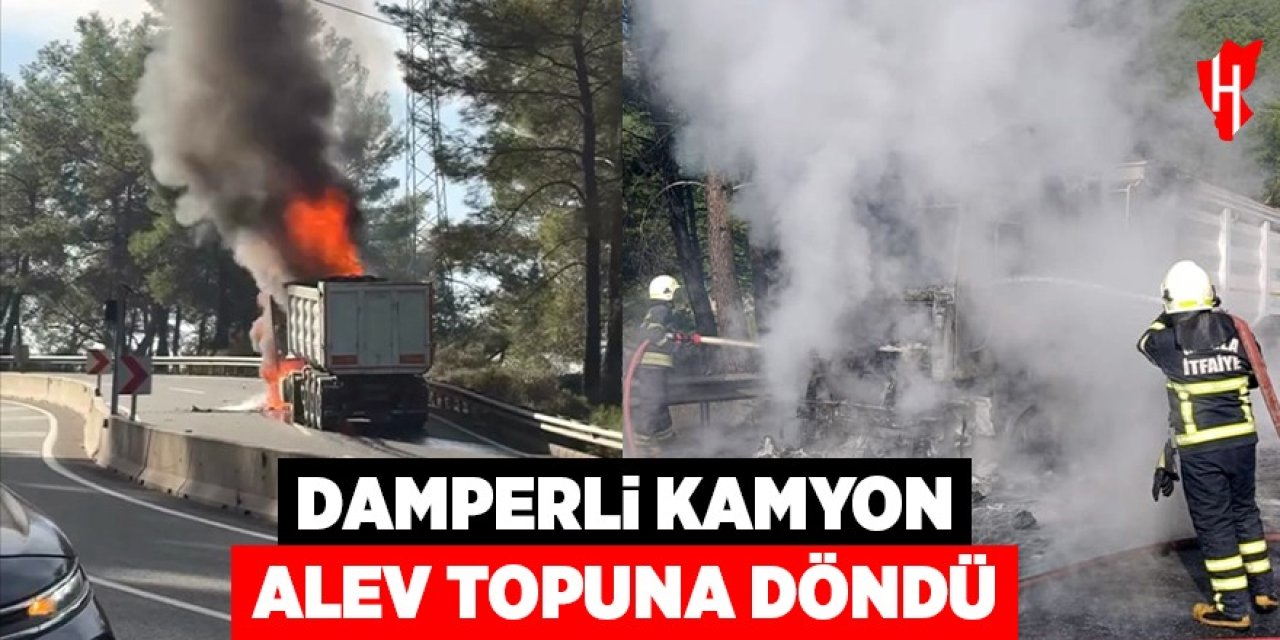 Damperli kamyon alev topuna döndü