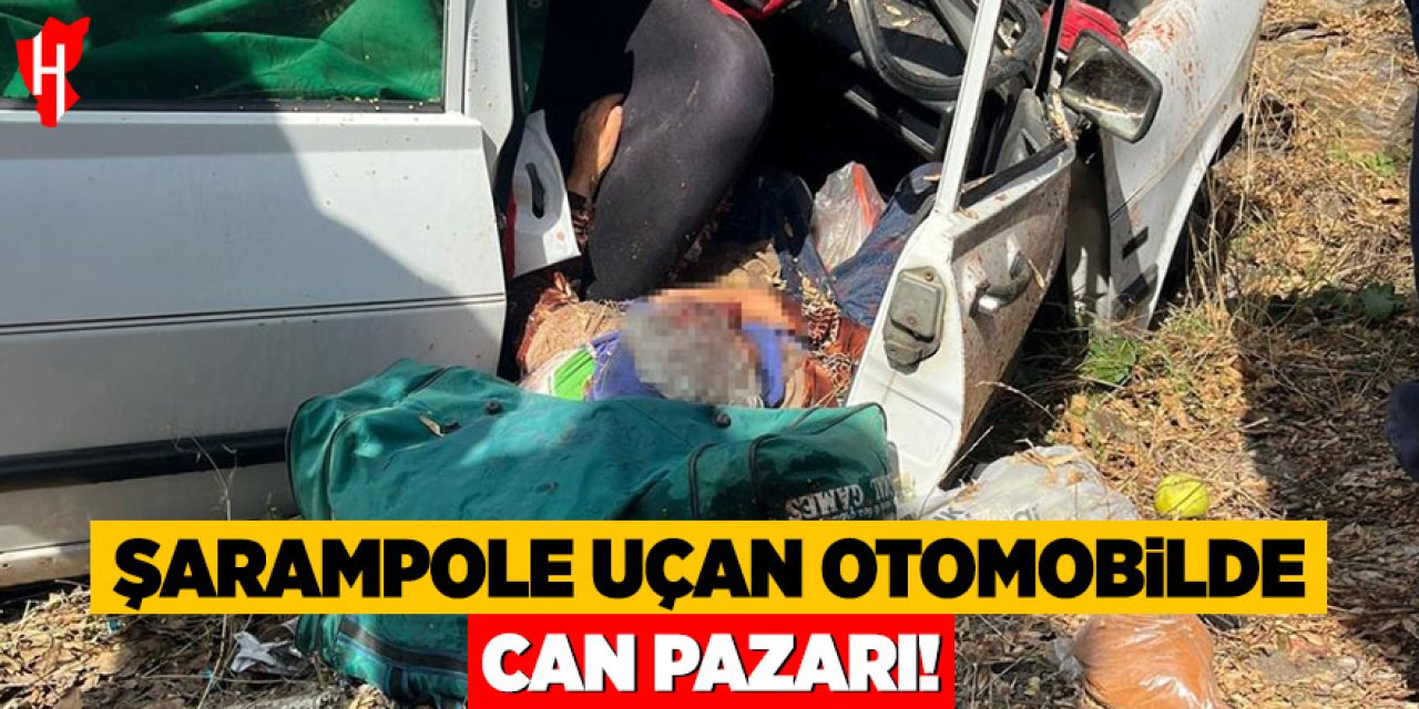 Şarampole uçan otomobilde can pazarı: 1 ölü, 1 ağır yaralı