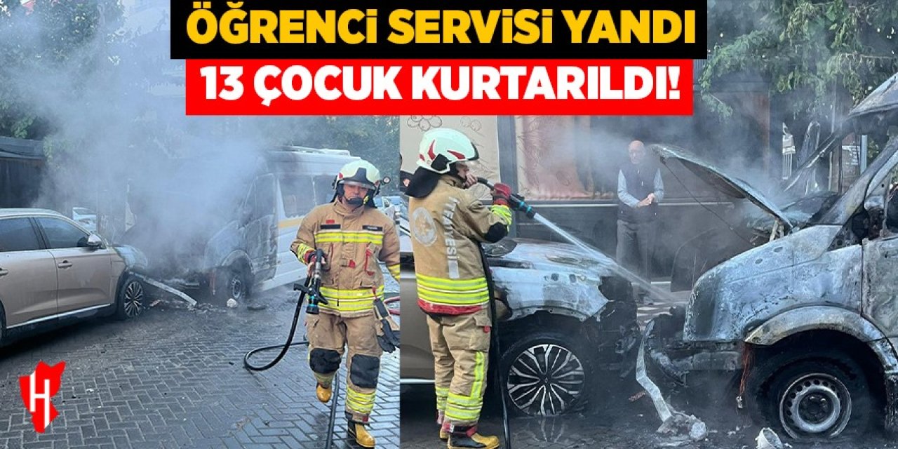 Öğrenci servisi yandı: 13 çocuk kurtarıldı