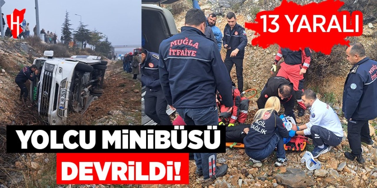 Yolcu minibüsü devrildi: 13 yaralı