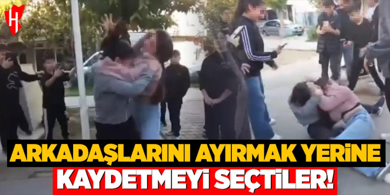 Okulda utandıran görüntüler: Kavgayı ayırmak yerine telefonlarına sarıldılar!