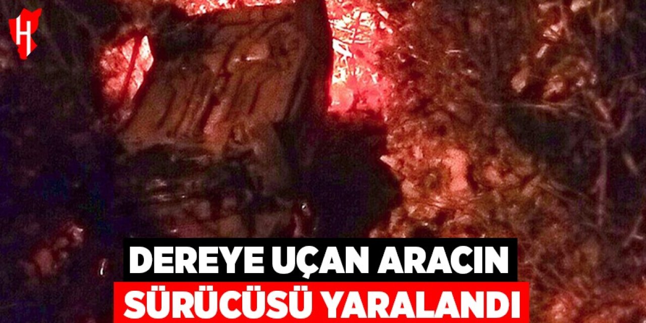 Dereye uçan aracın sürücüsü yaralandı