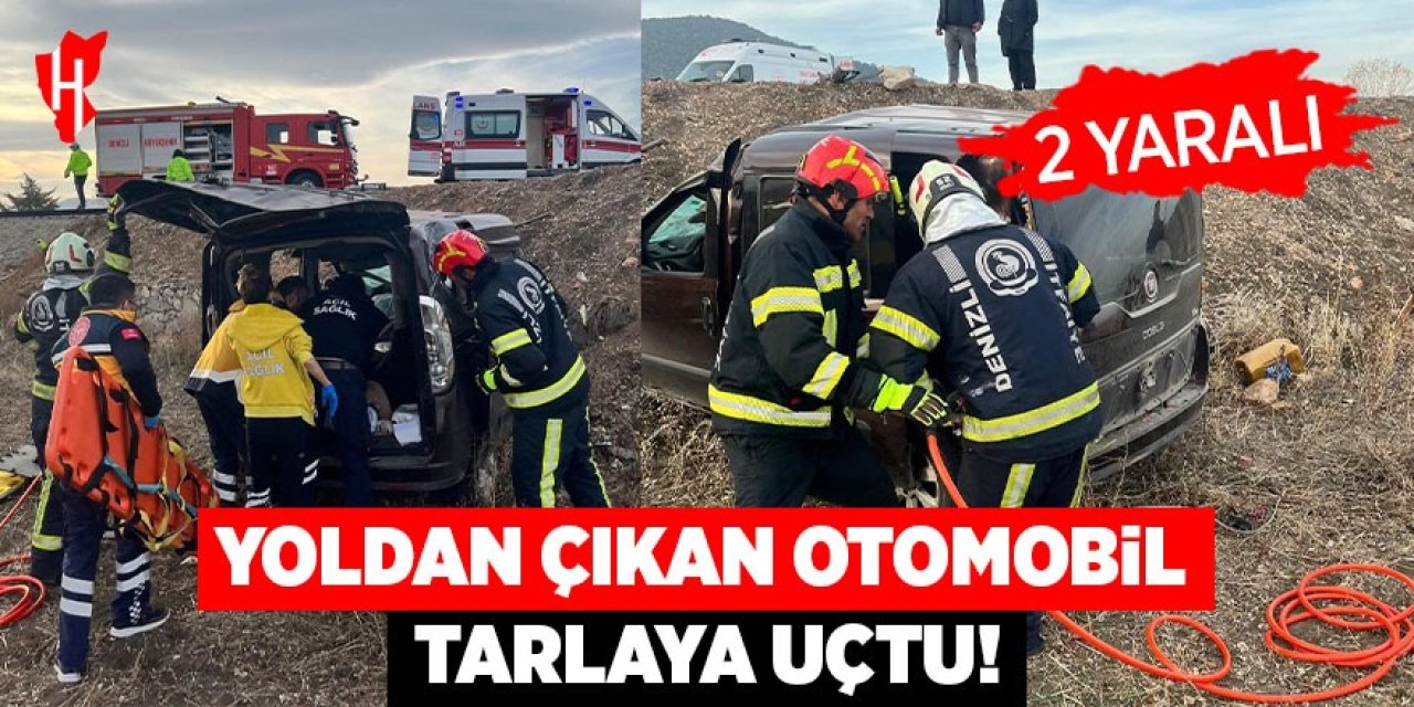 Yoldan çıkan otomobil tarlaya uçtu: 2 yaralı