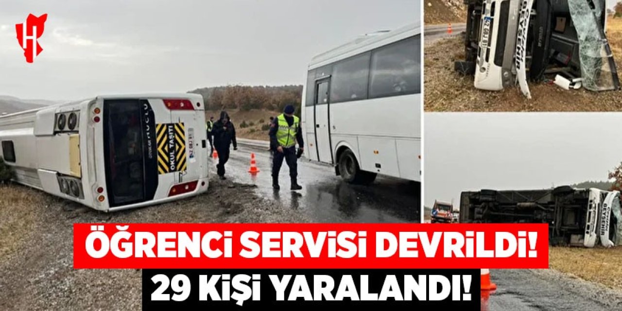 Öğrenci servisi devrildi: 29 yaralı