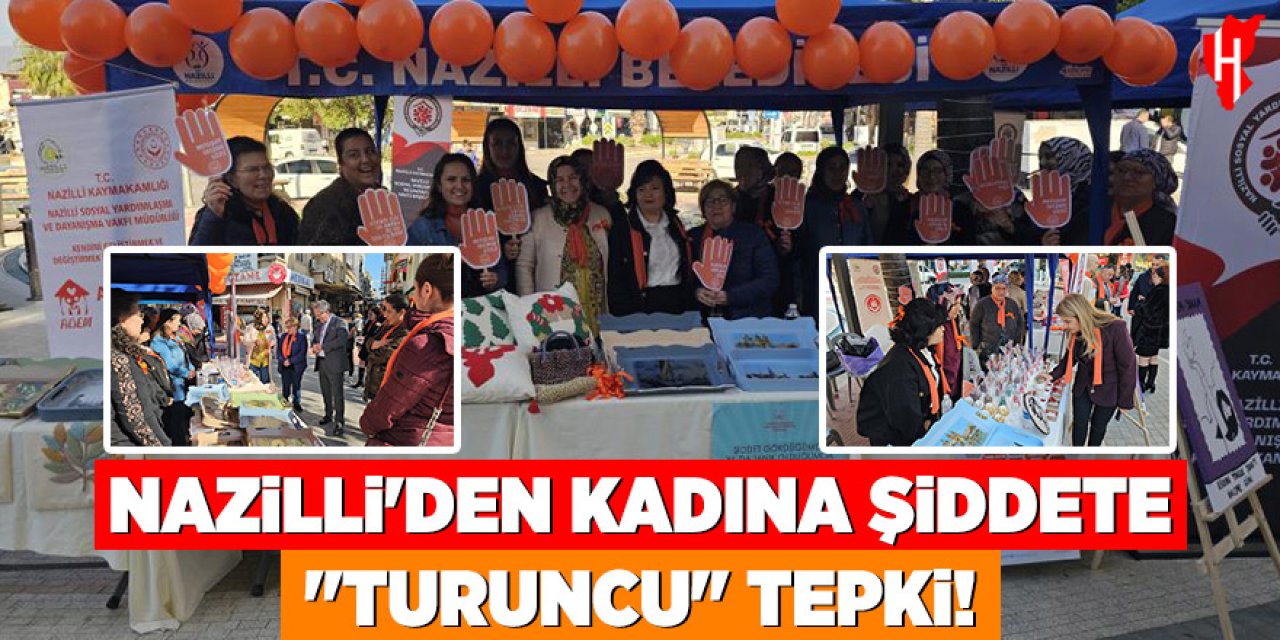 Nazilli'de kadına şiddete turuncu tepki