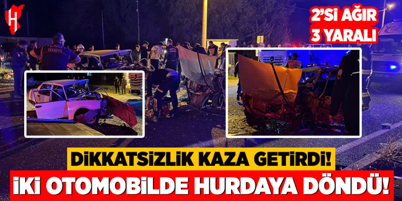 Feci kaza: İki otomobilde hurdaya döndü! 2'si ağır, 3 yaralı