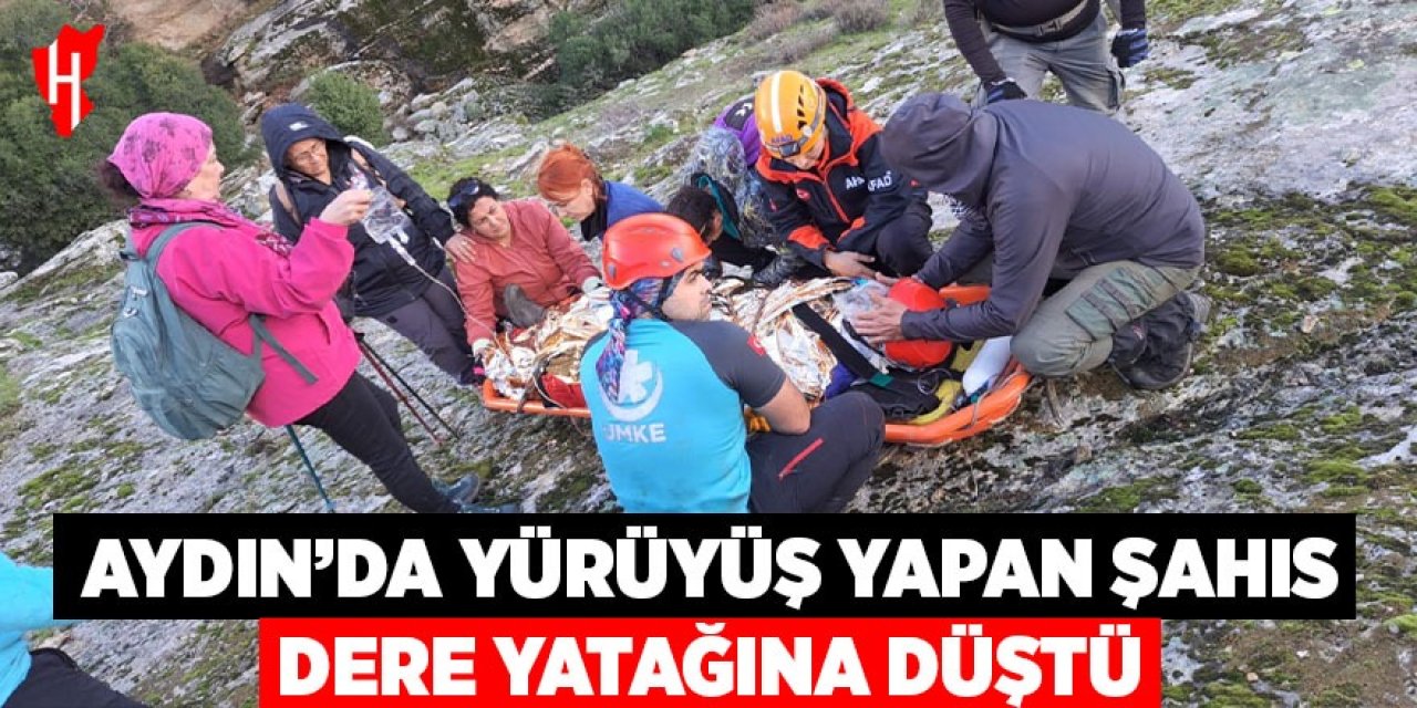 Aydın'da yürüyüş yapan şahıs dere yatağına düştü