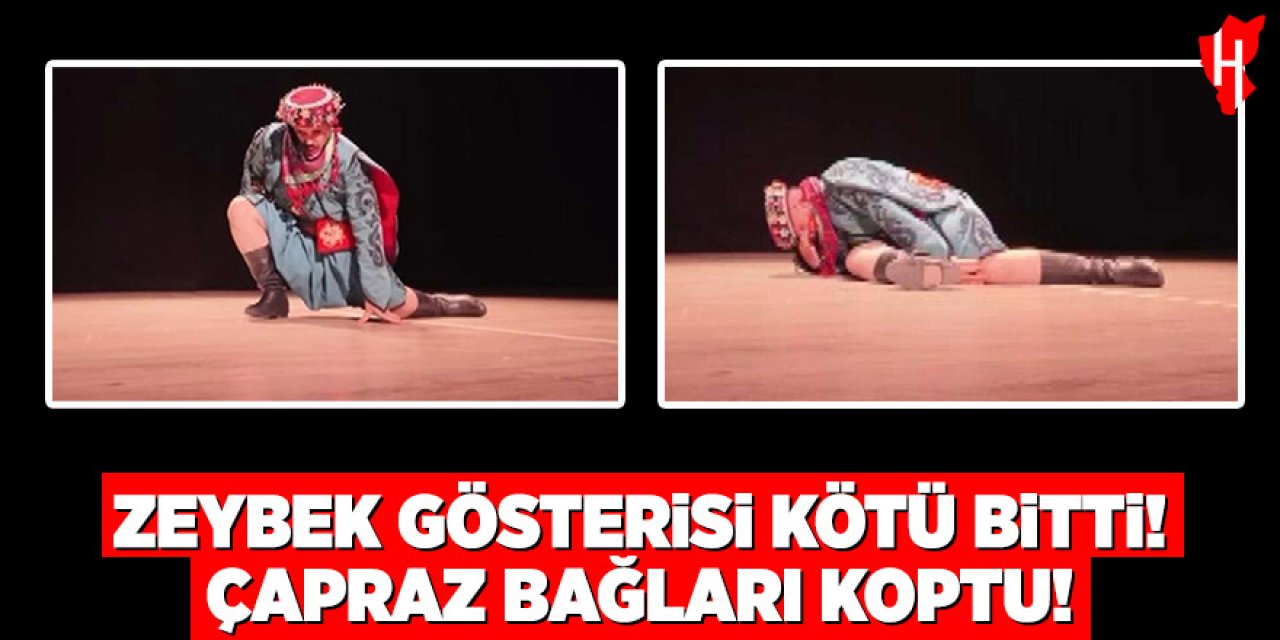 Sahnede acı olay: Zeybek oynarken çapraz bağları koptu