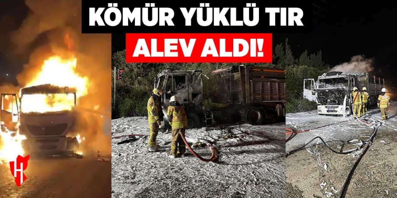Kömür yüklü tır alev aldı