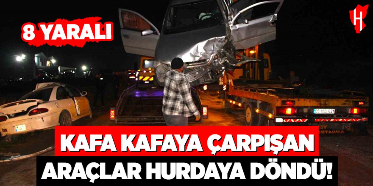 İki otomobilin kafa kafaya çarpıştığı kazada 8 yaralı!