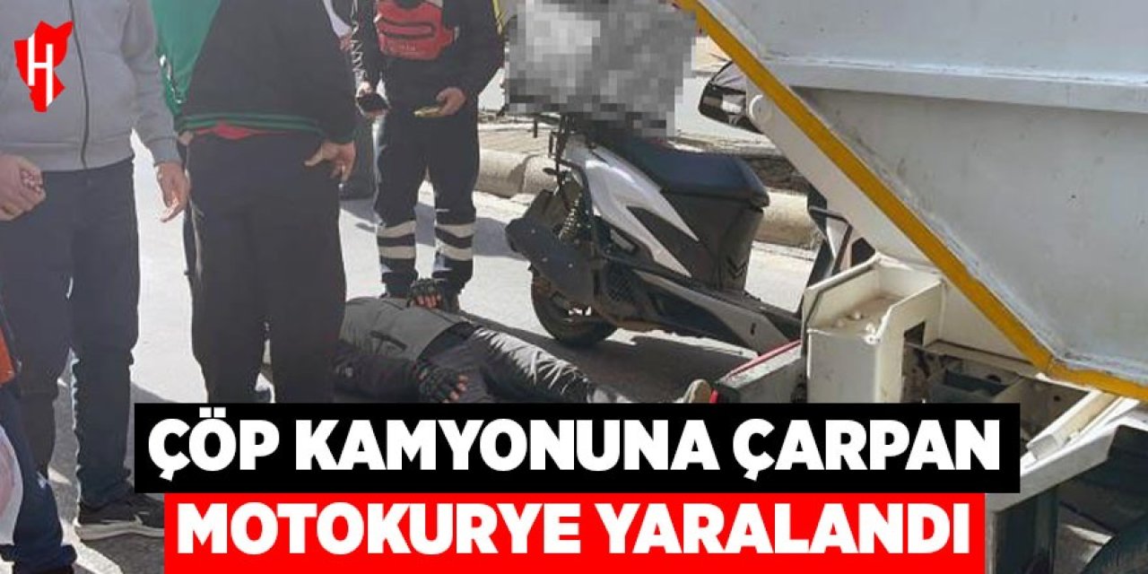Çöp kamyonuna çarpan Motokurye yaralandı