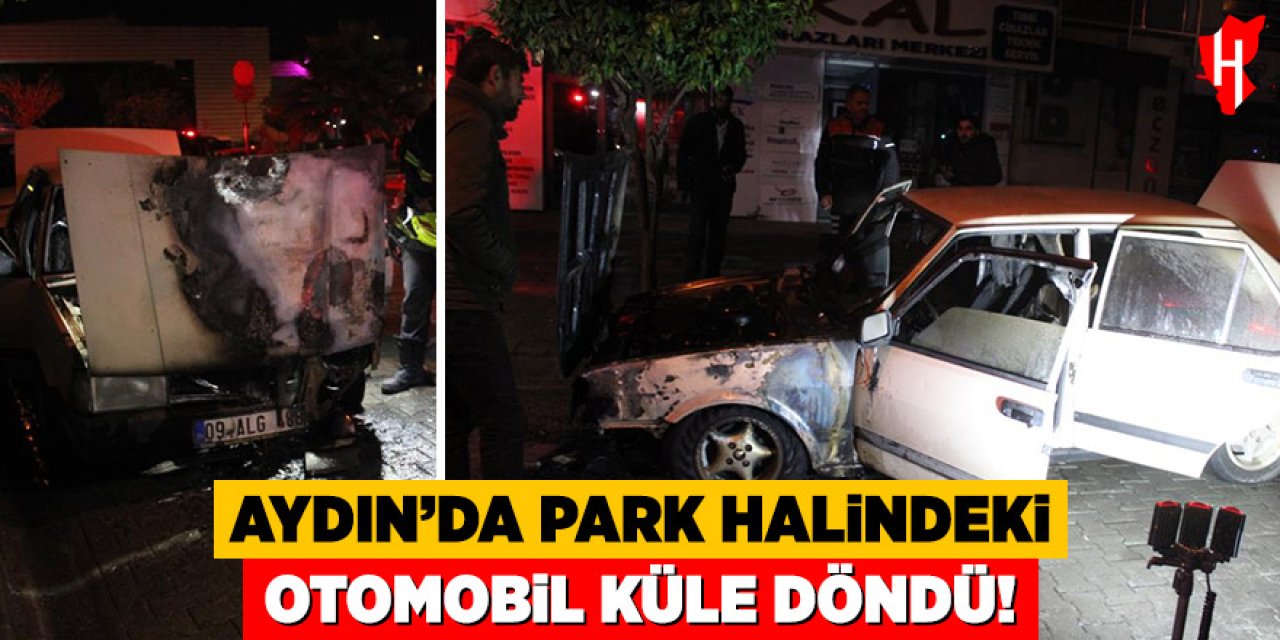 Aydın'da park halindeki otomobil küle döndü