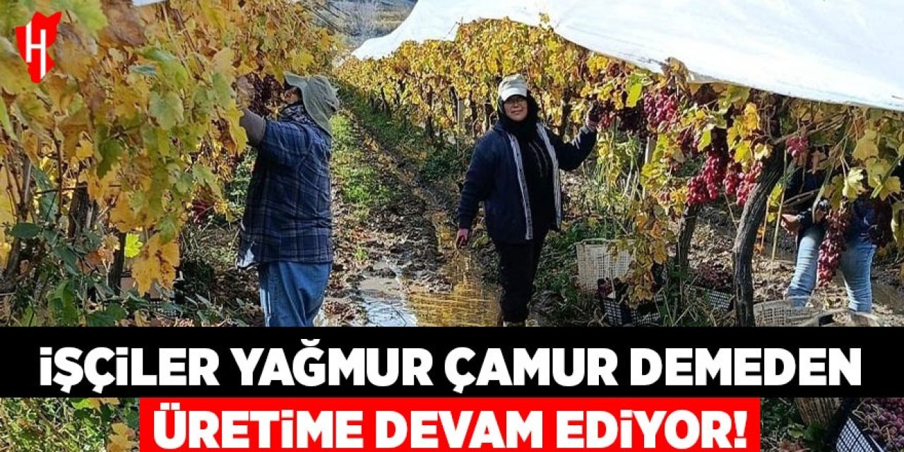 İşçiler yağmur çamur demeden üretime devam ediyor