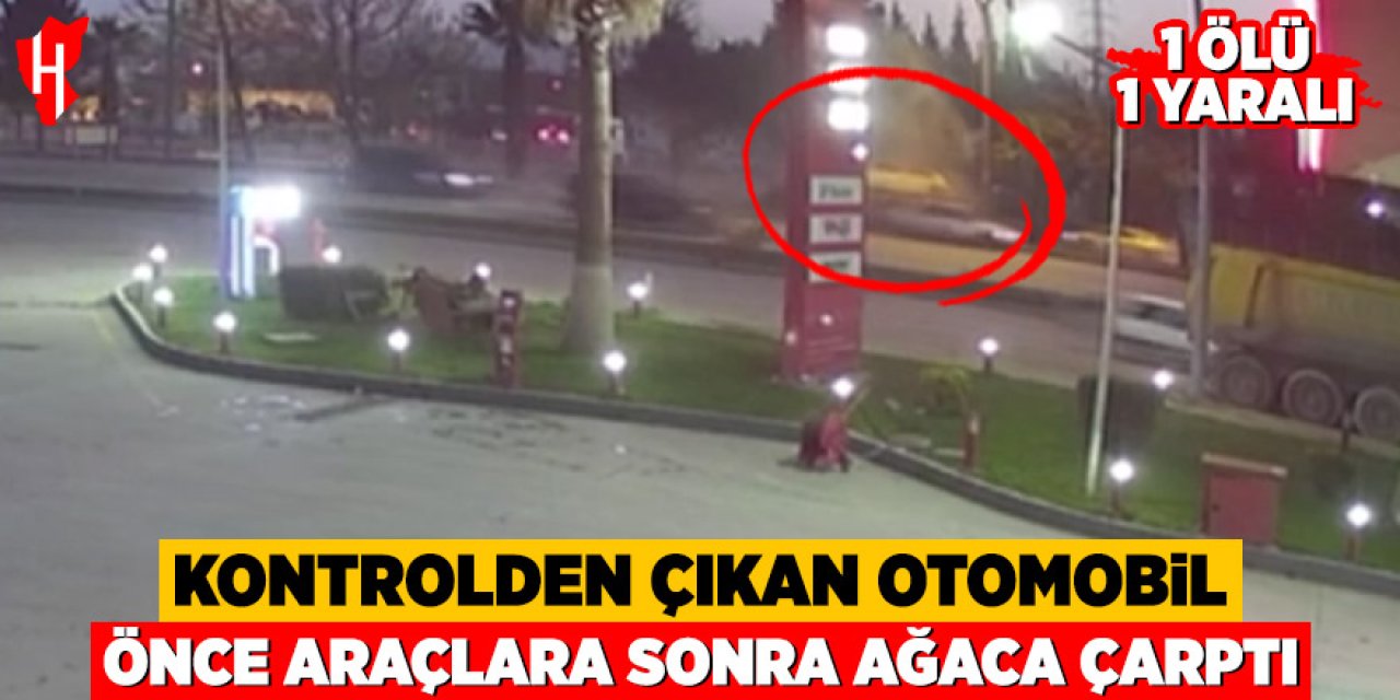 Kontrolden çıkan otomobil önce araçlara sonra ağaca çarptı: 1 ölü, 1 yaralı
