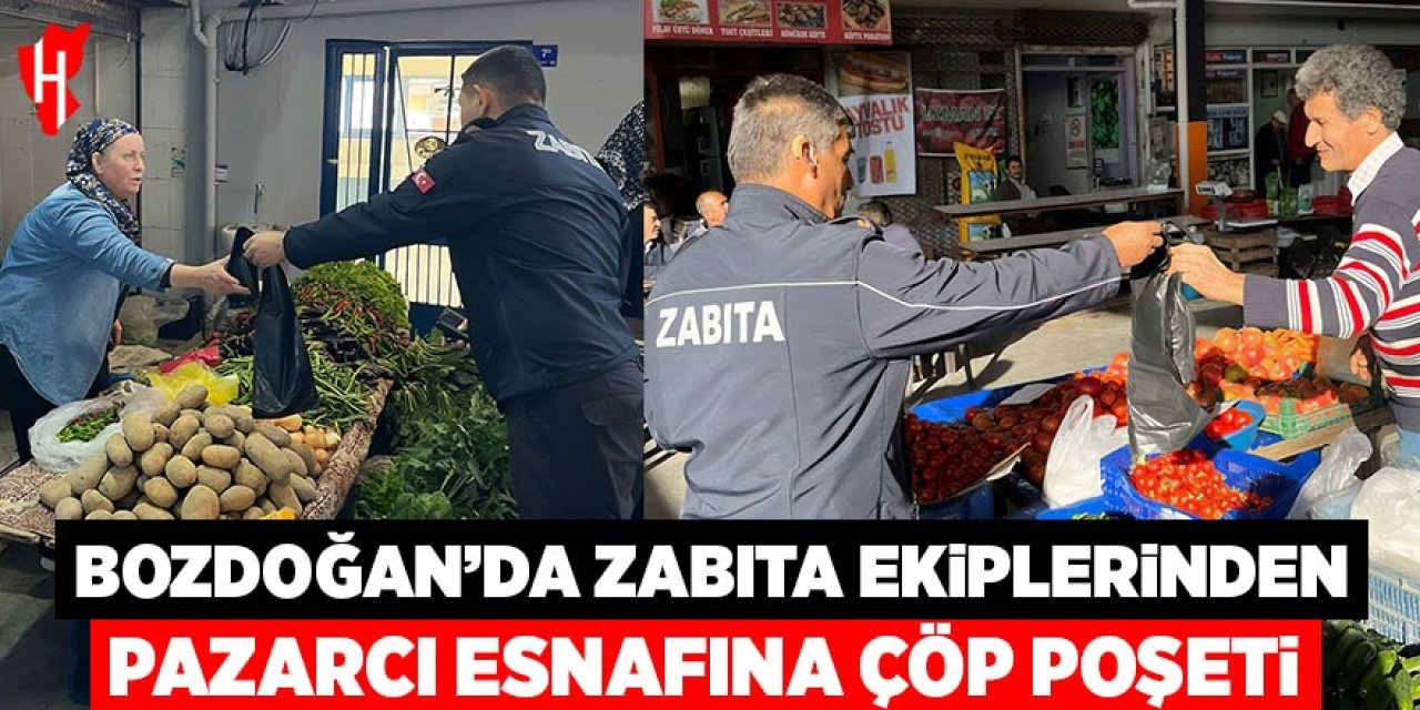 Bozdoğan'da zabıta ekiplerinden pazarcı esnafına çöp poşeti desteği
