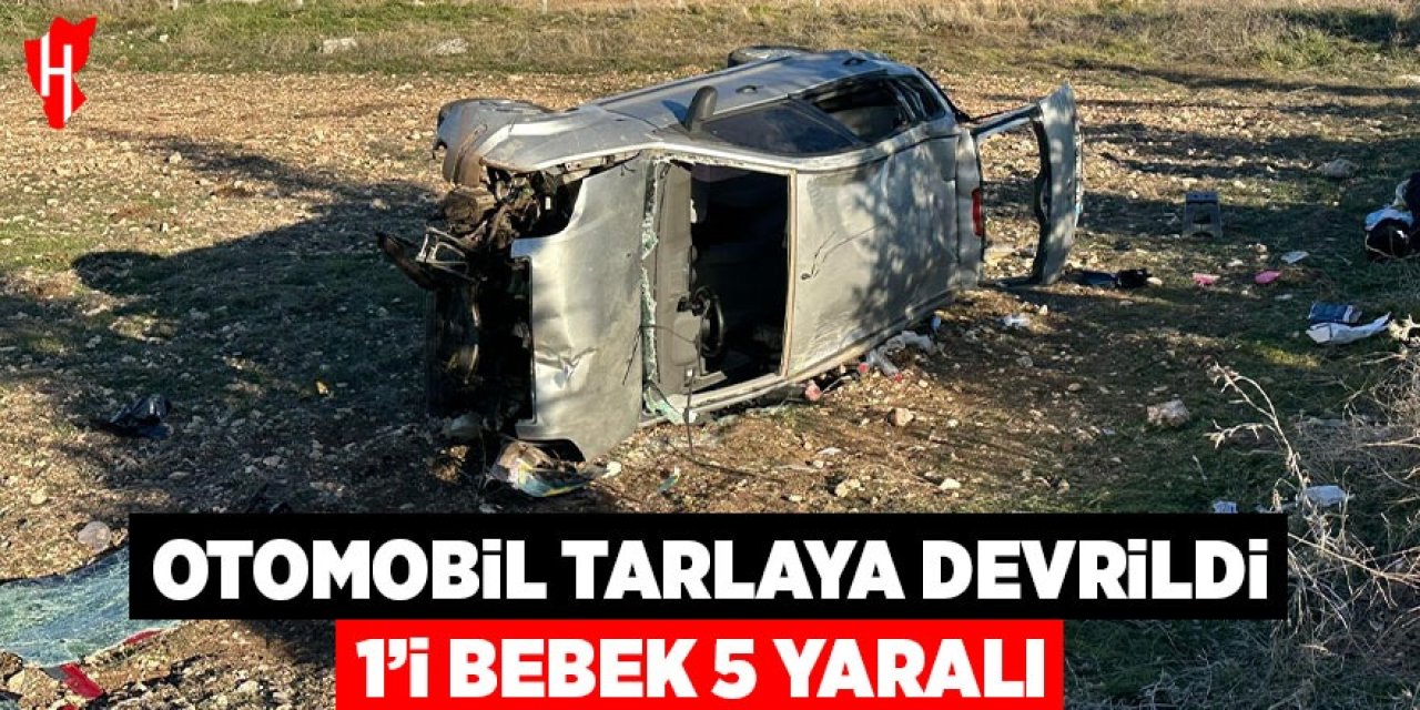 Otomobil tarlaya devrildi: 1’i bebek 5 yaralı