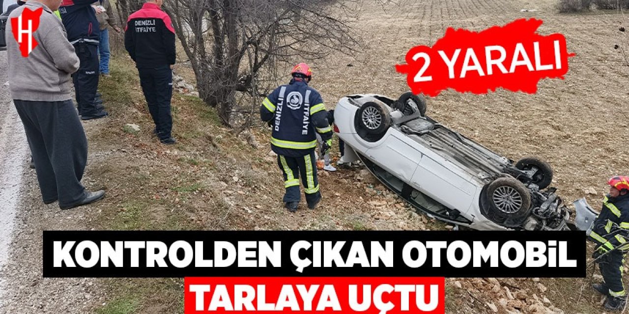 Kontrolden çıkan otomobil tarlaya uçtu; 2 yaralı