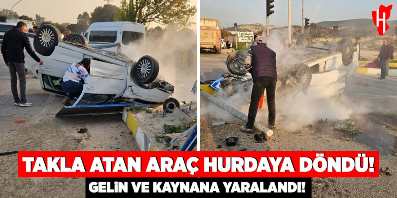 Takla atan otomobil hurdaya döndü: 2 yaralı