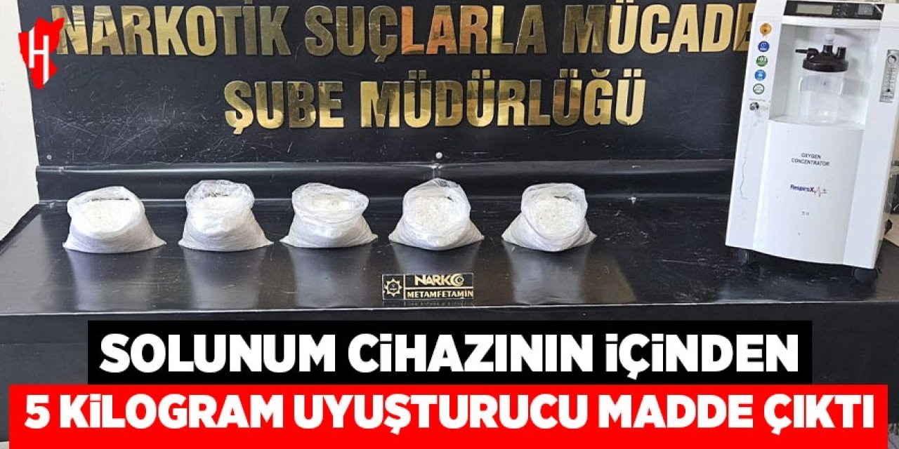 Solunum cihazının içerisinden 5 kilogram uyuşturucu madde çıktı