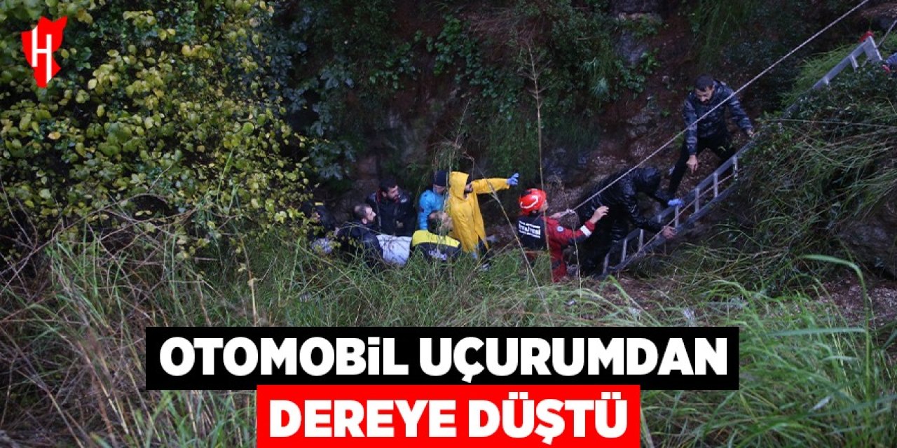 Otomobil uçurumdan dereye düştü