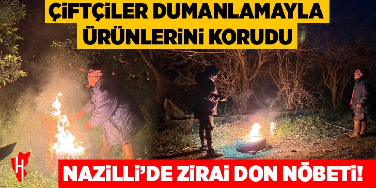 Nazilli’de zirai don nöbeti! Çiftçiler dumanlamayla ürünlerini korudu
