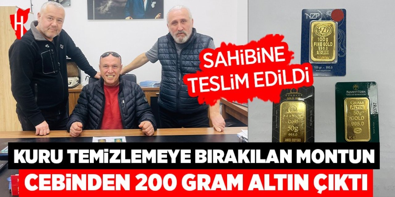 Kuru temizlemeye bırakılan montun cebindeki 200 gram altın sahibine teslim edildi