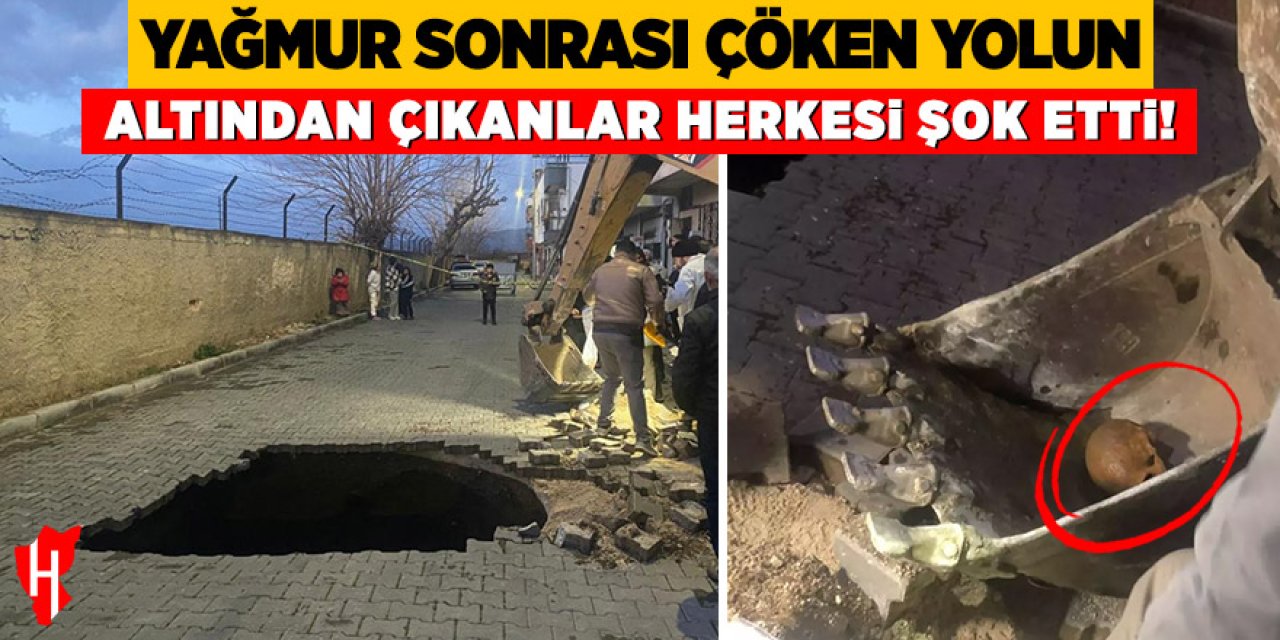 Yağmur sonrası çöken yolun altından çıkanlar herkesi şok etti