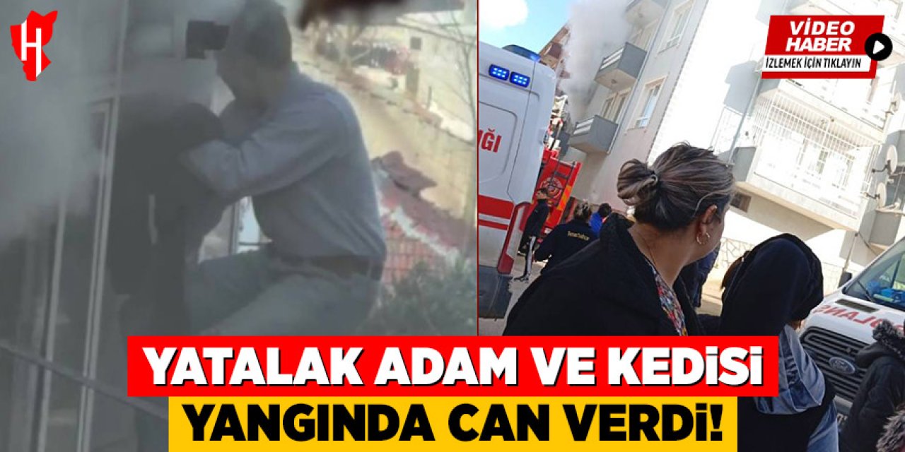 Yatalak adam ve kedisi yangında can verdi