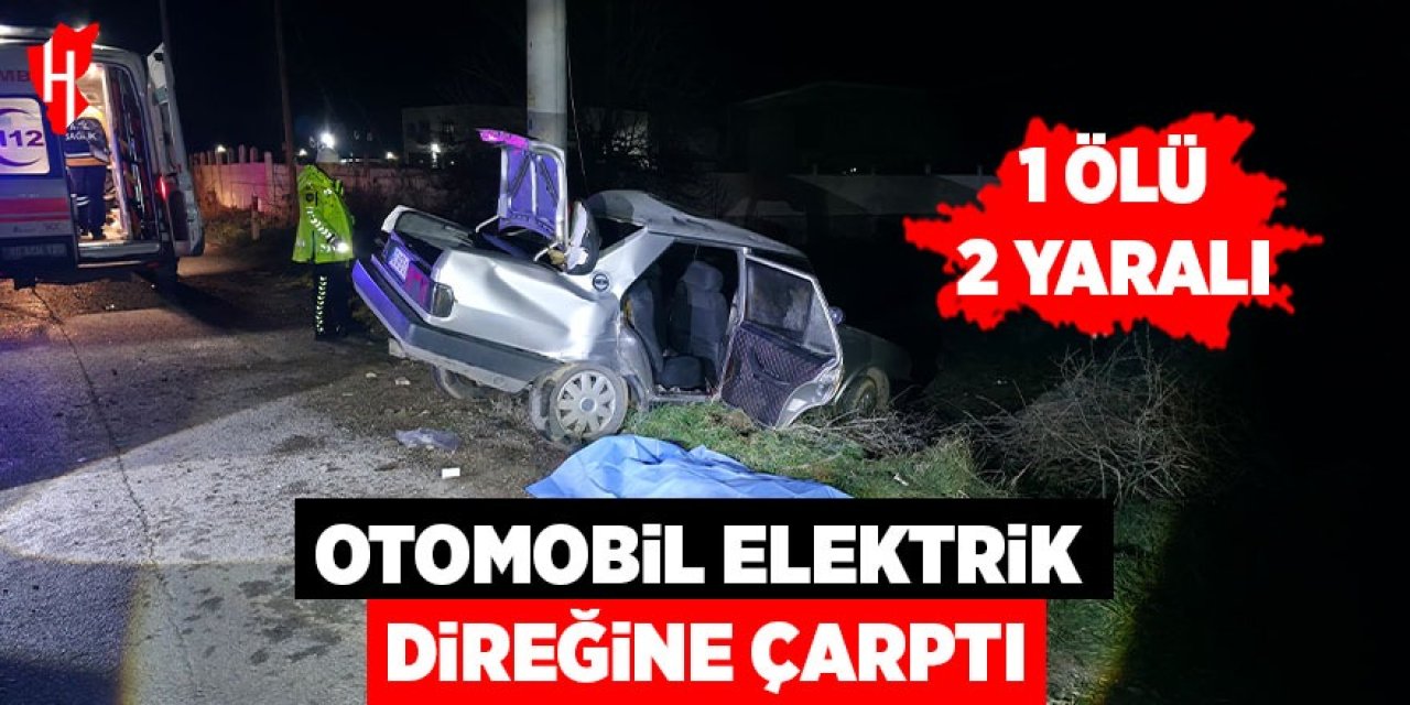 Otomobil elektrik direğine çarptı: 1 ölü, 2 yaralı