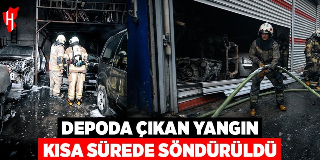 Depo yangını kısa sürede söndürüldü