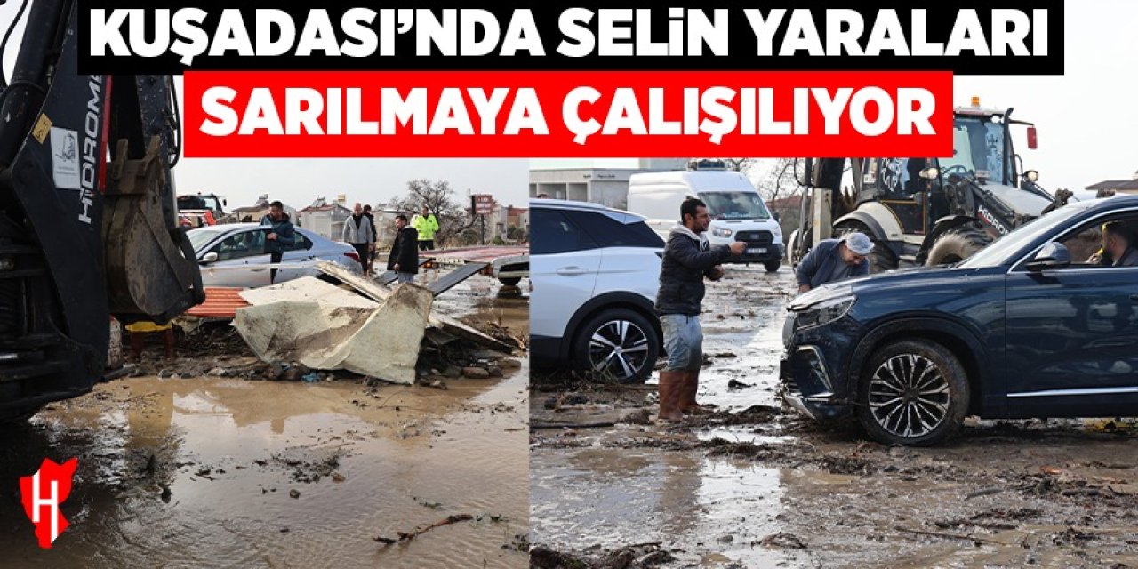 Kuşadası'nda selin yaraları sarılmaya çalışılıyor