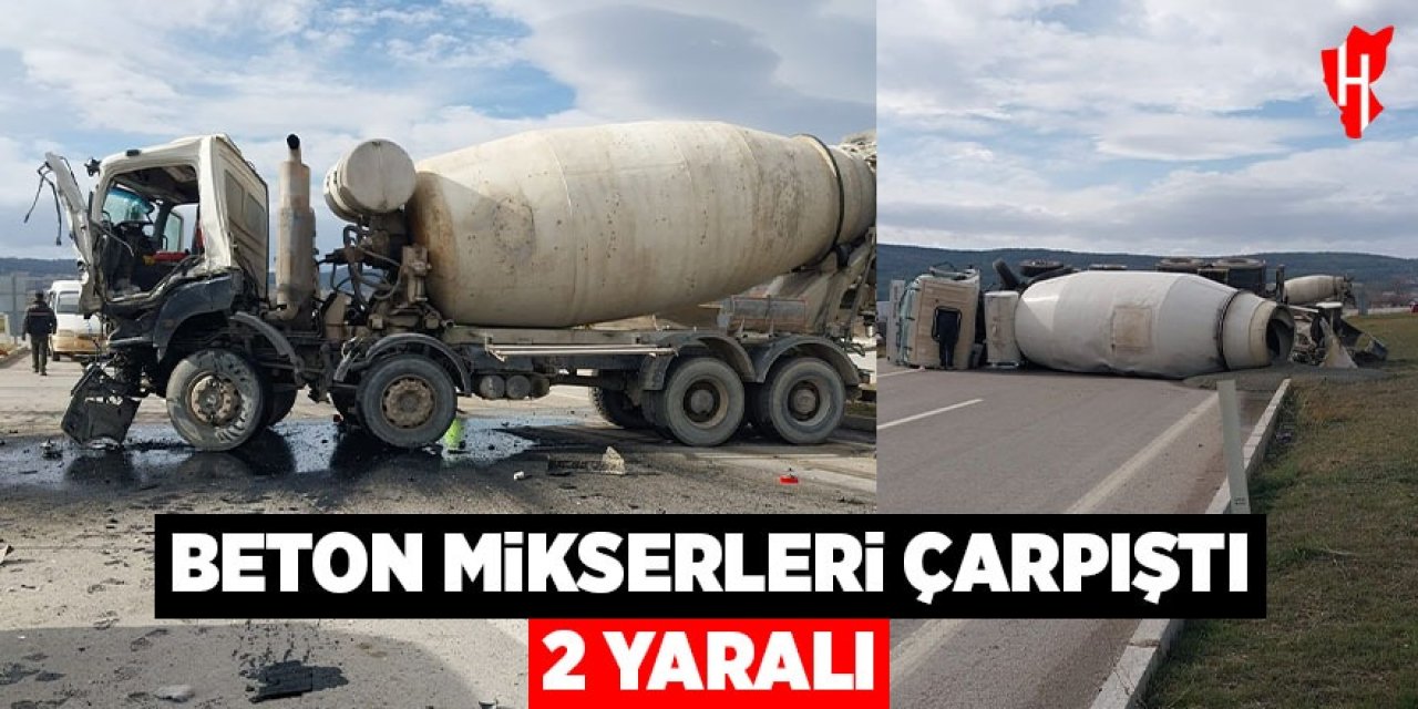 Beton mikserleri çarpıştı: 2 yaralı