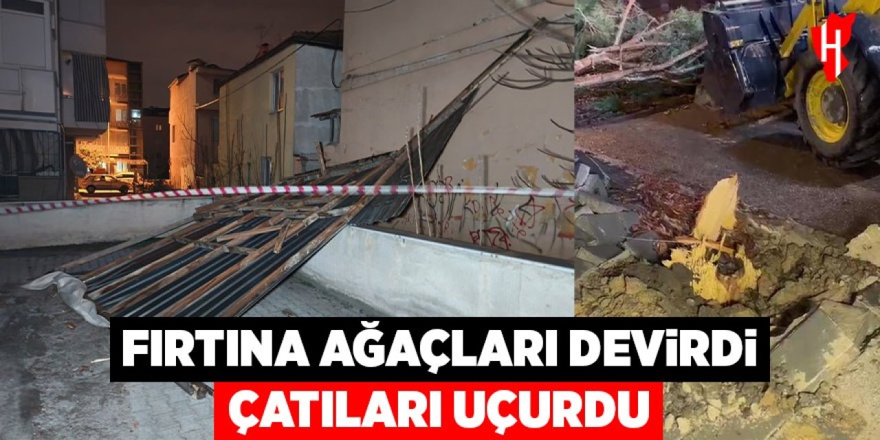 Fırtına ağaçları devirdi, çatıları uçurdu