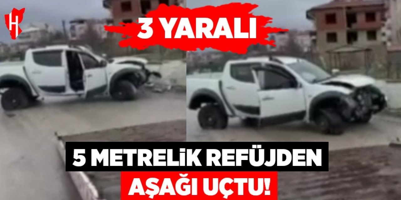 5 metrelik refüjden aşağı uçan araçta 3 kişi yaralandı