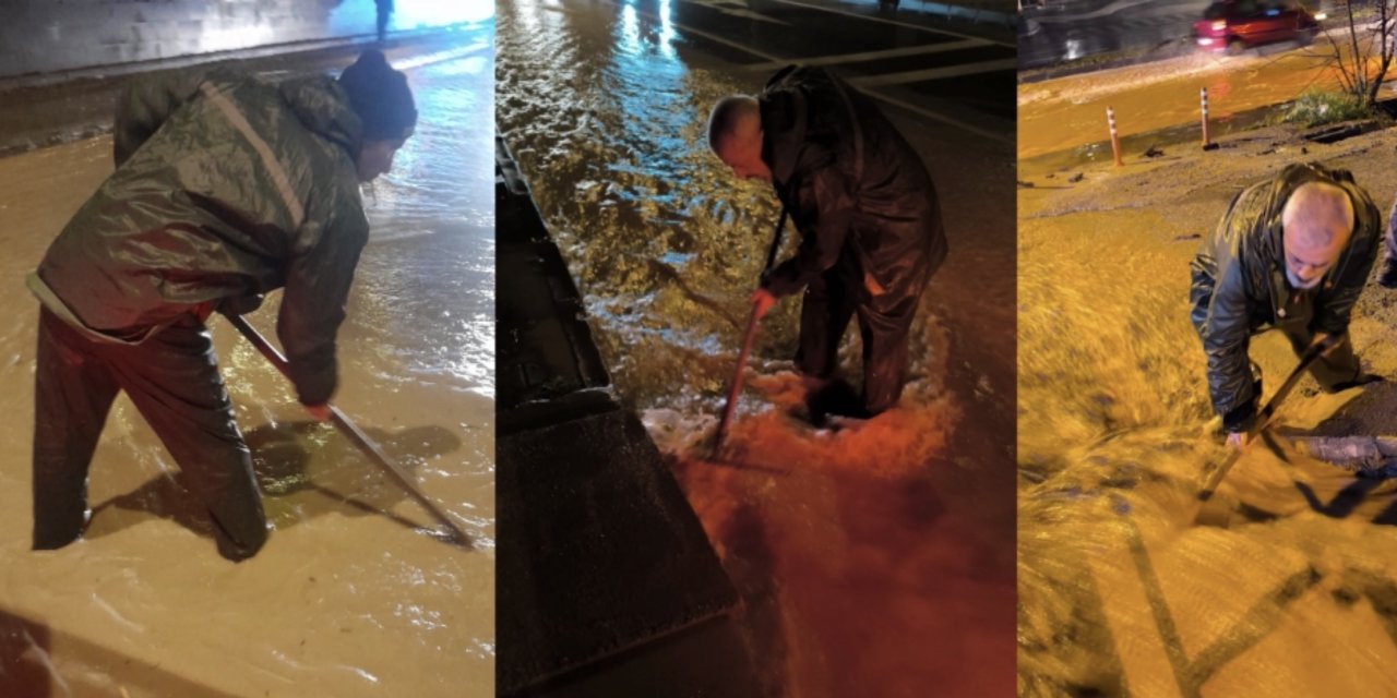 Kuşadası Belediyesi’nden sağanak yağışa karşı kesintisiz mesai